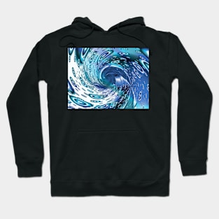 Blue and white wave fractal Hoodie